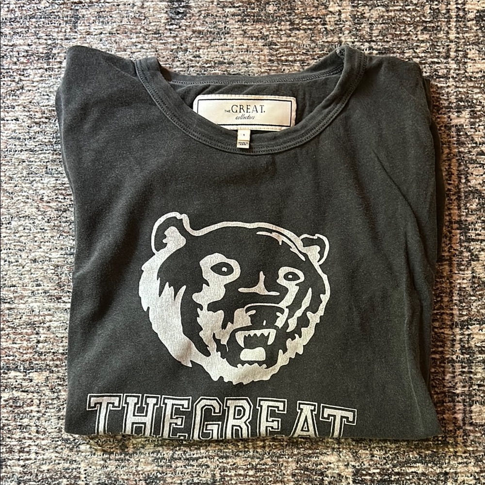 The Great Collectors Washed Black Boxy Crew Bear Graphic Tee Current Elliott 1 S